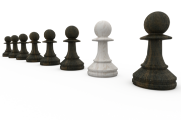 White pawn standing with black pawns