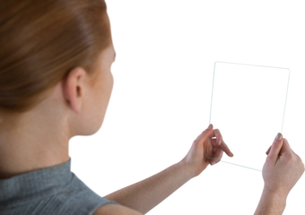 Close up of businesswoman with glass interface