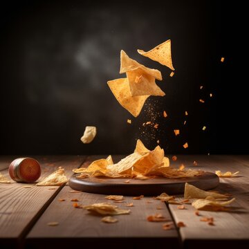 A slow motion shot of dorito chips ai generative illustration