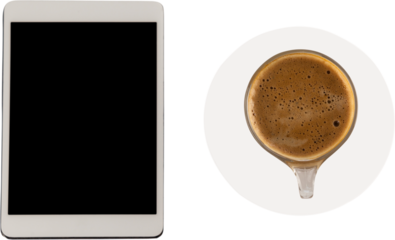 Digital tablet and coffee