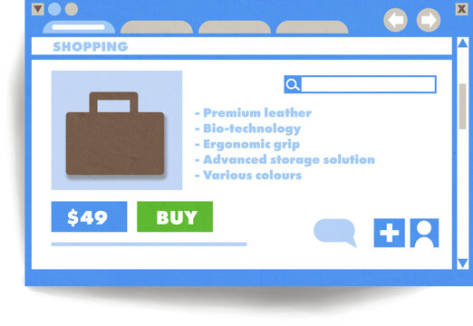 Digitally generated image of online shopping interface screen