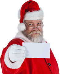 Naklejka premium Close-up of Santa Claus holding blank paper
