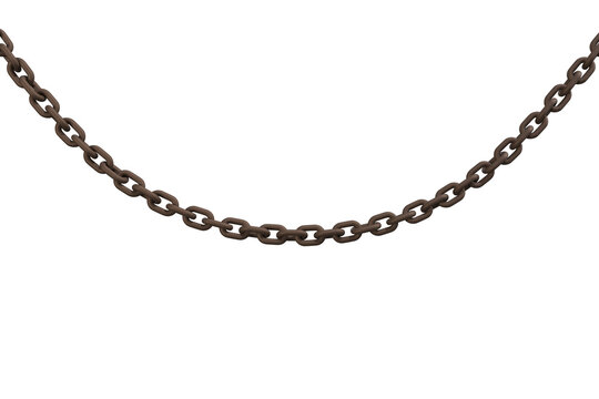 3d image of linked metallic chain hanging