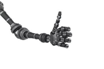 Foto auf Glas Robotic hand with hand gesture © vectorfusionart