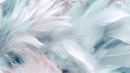 White soft feathers and fur pattern texture background. Pastel color fur and feathers pattern texture. Close up. generative AI