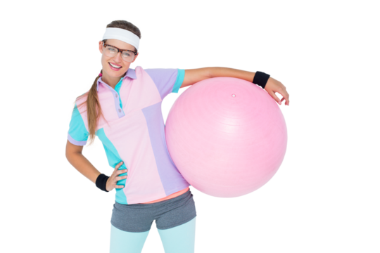 Geeky hipster posing in sportswear 