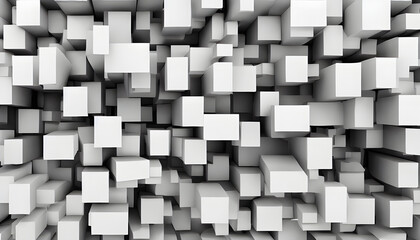 Random shifted white cube boxes block background wallpaper banner with copy space 