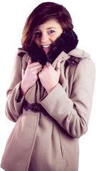 Portrait of beautiful woman in winter coat
