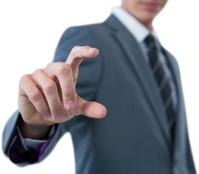 Businessman making hand gesture