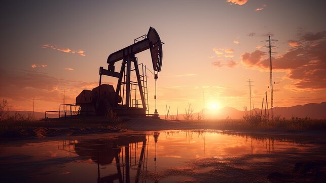 Realistic Oil Derrick Pump Illustration in 8K created with generative ai technology
