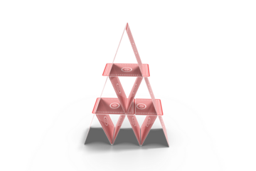 Digital composite image of card tower