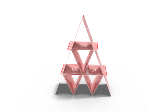 Digital composite image of card tower - Powered by Adobe