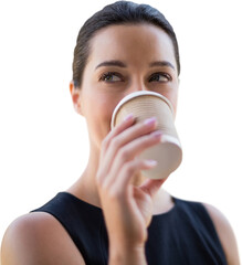 Thoughtful businesswoman drinking coffee