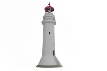 Deurstickers Vuurtoren Lighthouse against white background