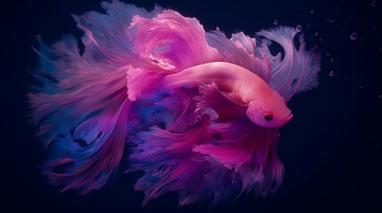 Betta fish in galaxies with stars, nebulae and spirals. Fantasy background. Pink Ballerina betta fish. Generative AI