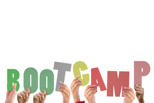 Hands holding up boot camp