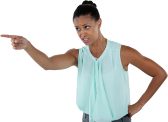 Angry businesswoman pointing