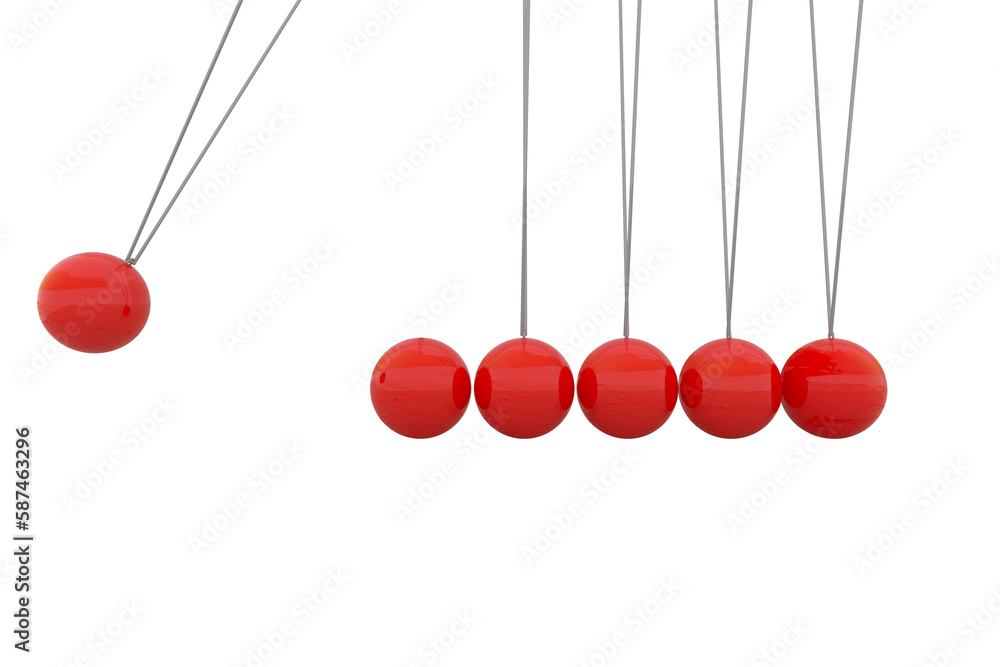 Aufkleber digital composite image of red newtons cradle in motion