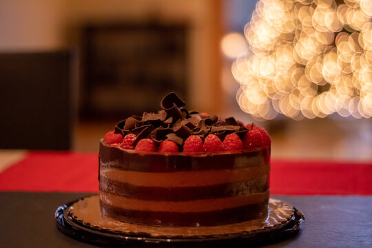 chocolate cake with berries