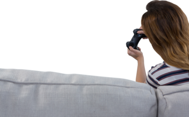 Woman playing video game