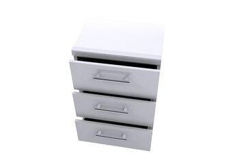 Computer graphic image of open storage compartments