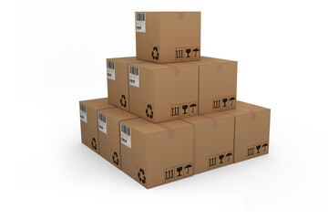 Fototapeta premium Stack of packed cardboard boxes