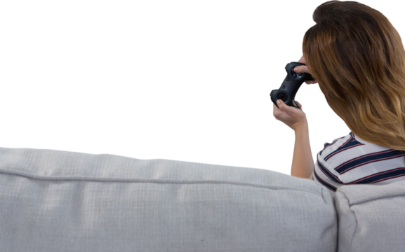 Woman playing video game