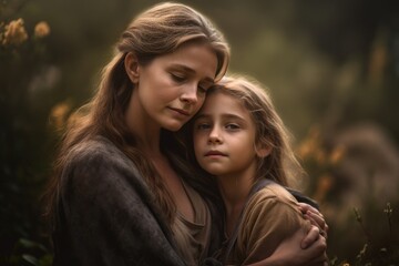 Fototapeta premium Shot of a happy senior woman spending quality time with her daughter outdoors Generative AI