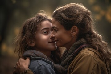 Fototapeta premium Shot of a happy senior woman spending quality time with her daughter outdoors Generative AI