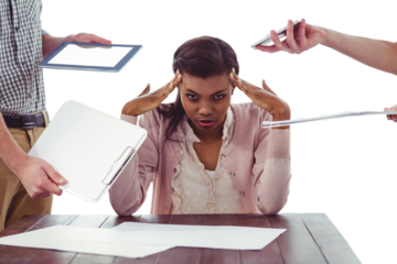 Businesswoman stressed out at work