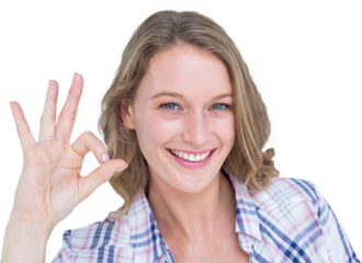 Pretty hipster doing okay sign 