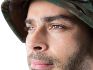 Close up of thoughtful military man
