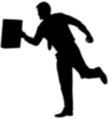 Silhouette of man carrying briefcase