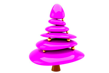 Pink Christmas decoration on white background