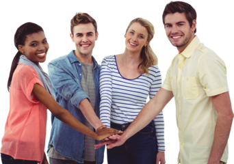 Happy creative team giving a motivational gesture