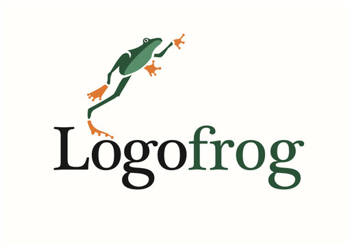 Symbol of a frog jumping, vector logo concept