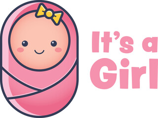 Itâ€™s a girl text and baby icon