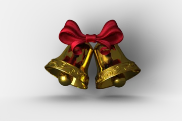 Foto op Aluminium Golden bells with red ribbon © vectorfusionart