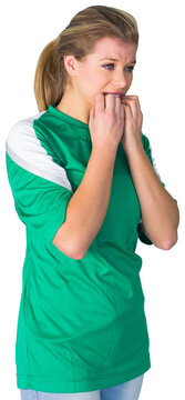 Nervous football fan in green
