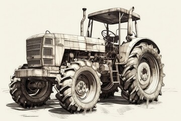 Fototapeta na wymiar red tractor with a plow on a white background. Generative AI
