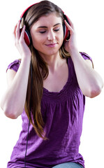 Woman listening music with headphone