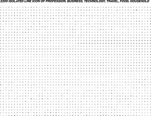 Collection of various trendy isolated line icons of business, money, household, profession, occupation, food, travel, job