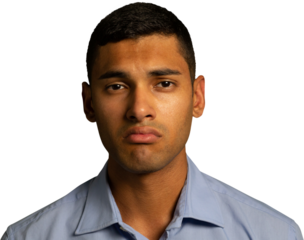 Sad man against white background