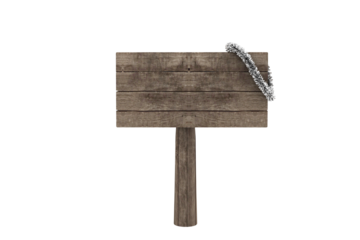 Gray Christmas decoration over signboard