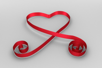Rolgordijnen Red ribbon heart © vectorfusionart