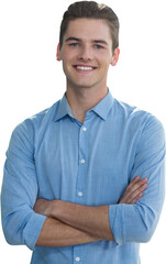 Portrait of smiling young businessman with arms crossed