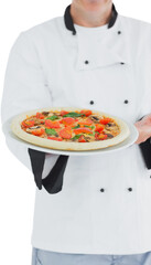 Male chef offering pizza
