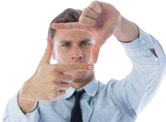 Businessman making frame with hands