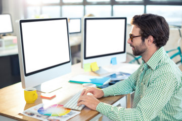 Graphic designer working on computer