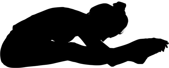 Silhouette woman bending while stretching 